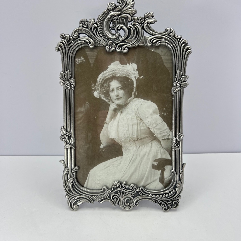 Vintage Pewter Tone Ornate Frame 5x7 Victorian Art Grandmillennial Rococo Gothic